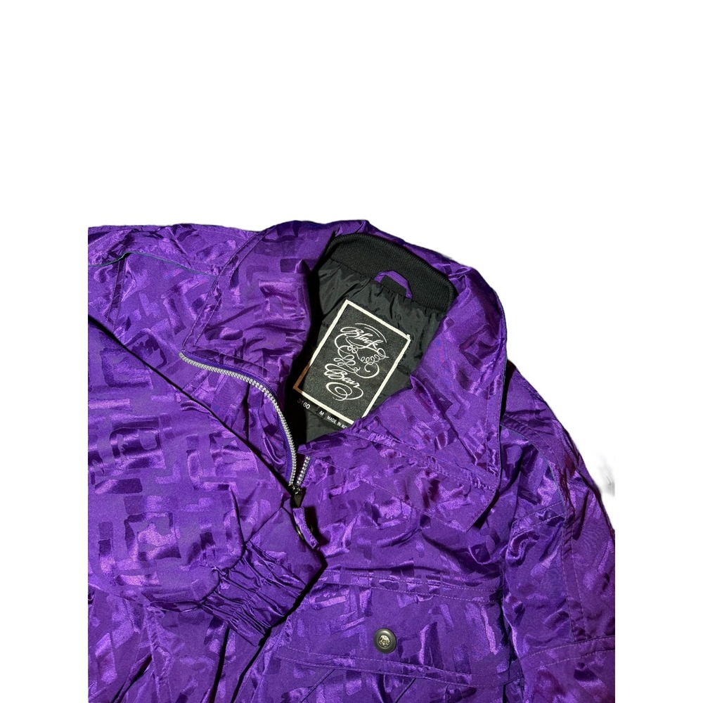 Vintage Black Bear Purple Bomber Style Ski Jacket Women's Sz M Iconic Retro - Picture 1 of 11